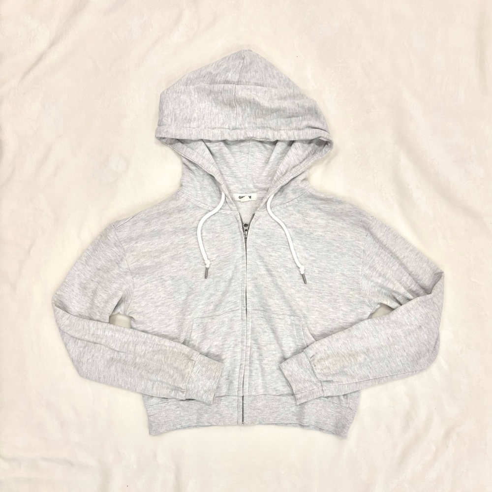 Garage Light Heather Gray Cropped Zip Hoodie